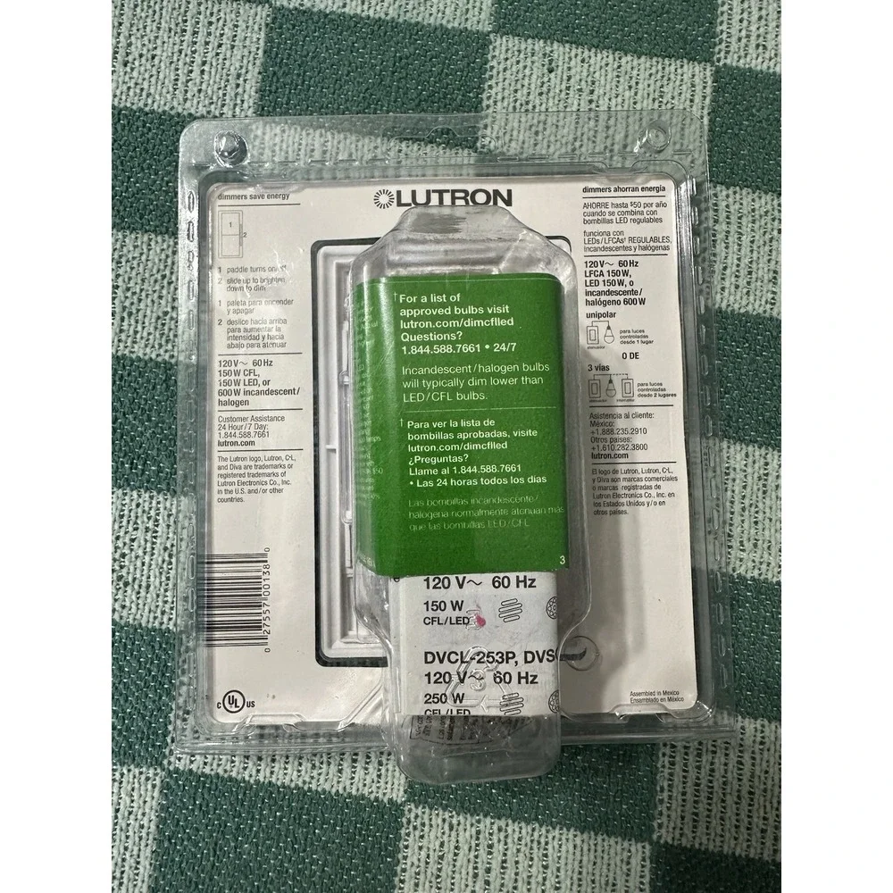 Lutron Diva White C-L Dimmer Switch Single Pole Or 3-Way  DVWCL-153PH-WH